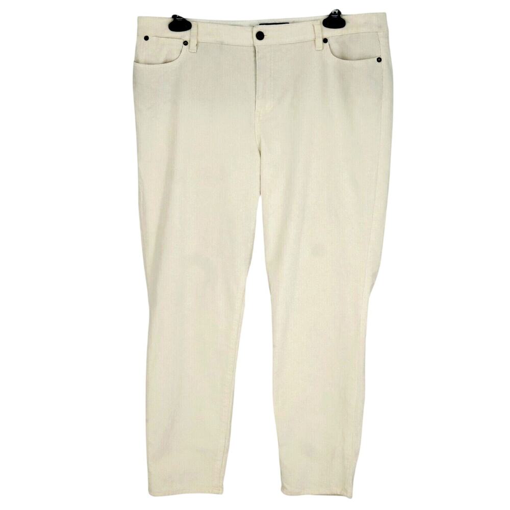 Talbots Pants Womens 16 Ivory Metallic Corduroy Slim Ankle Pockets Stretch Crop